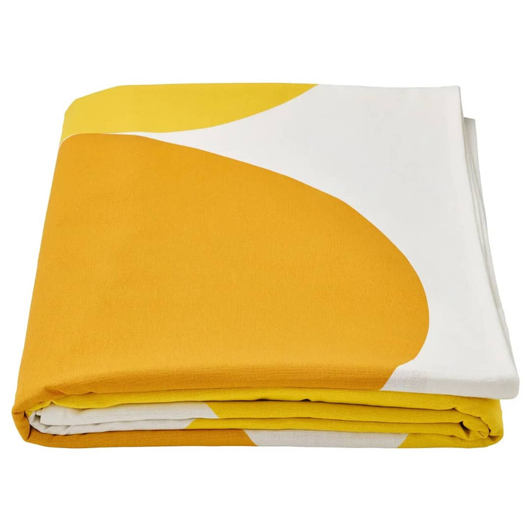 رومیزی بروگان 45*320 سانتیمتر طرح خالخالی سفید/زرد