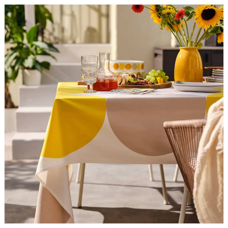 رومیزی بروگان 45*320 سانتیمتر طرح خالخالی سفید/زرد
